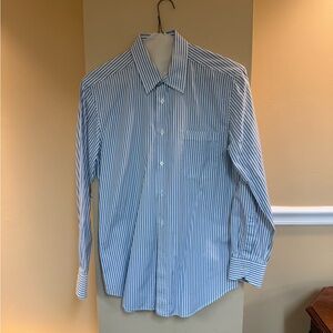 Canali Blue and White Vertical Stripe Dress Shirt